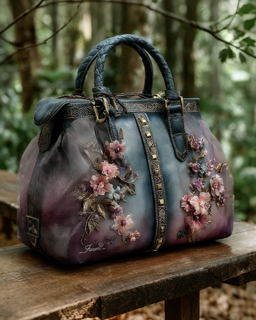 Floral-themed embroidered fashion item: quilted handbag 7319